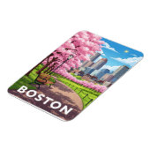 Bostoner Skyline unter blühenden Kirschblüten Magnet (Linke Seite)