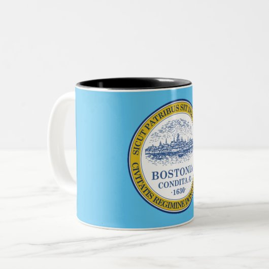 Bostoner Stadtflagge Zweifarbige Tasse (Vorderseite Links)