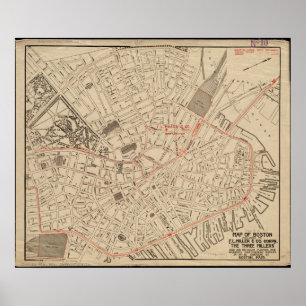 Bostoner Stadtplan 1911 Vintag Poster