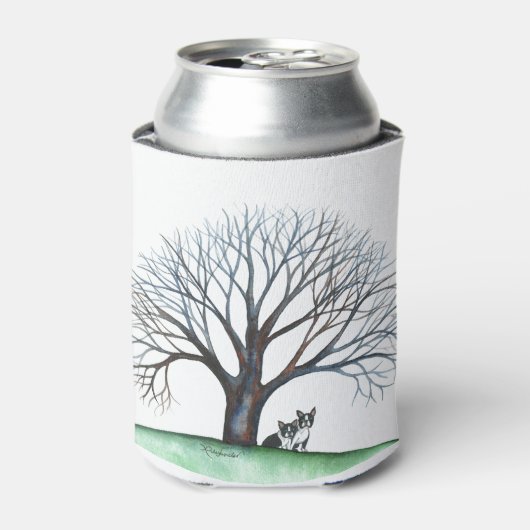 Bostoner Terrier und Baum Dosenkühler (Kanne Vorderseite)