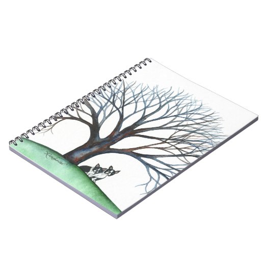 Bostoner Terrier und Baum Notizblock (Linke Seite)