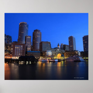 Bostonhafen und -Skyline.  Boston ist eins der 8 Poster