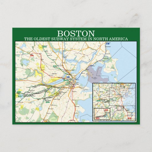 Bostons MBTA U-Bahn-Karte Postkarte (Vorderseite)