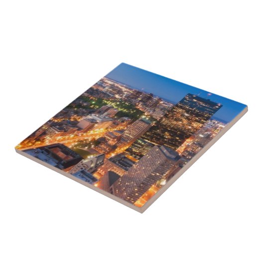 Bostons Skyline an der Dämmerung Fliese (Seite)