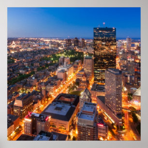 Bostons Skyline an der Dämmerung Poster