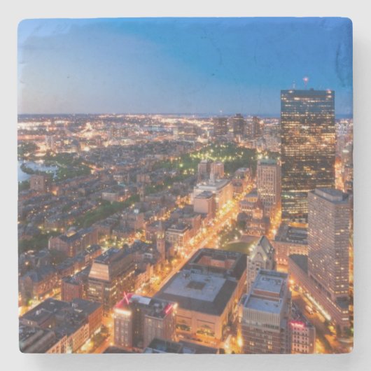 Bostons Skyline an der Dämmerung Steinuntersetzer (Vorderseite)