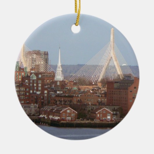 Bostons Ufergegend mit Zakim Brücke Keramik Ornament (Vorne)