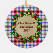 Boswell Clan Abzeichen & Tartan Personalisierte We Keramik Ornament (Hinten)