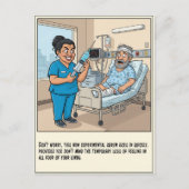 Böswillige Krankenschwester bereitet Injektion vor Postkarte (Vorderseite)