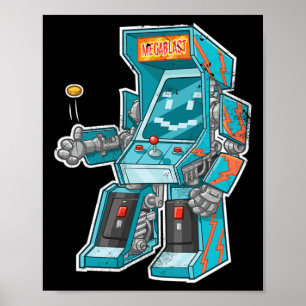 Bot- Videospielautomat mit Joystick in Verkleidung Poster