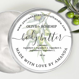 Botaical Homemade BODY BUTTER Label Runder Aufkleber