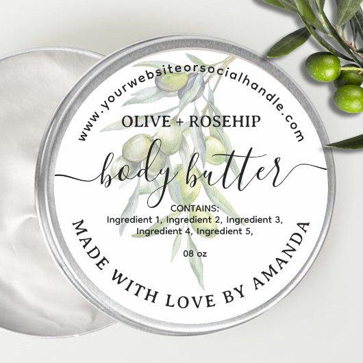 Botaical Homemade BODY BUTTER Label Runder Aufkleber