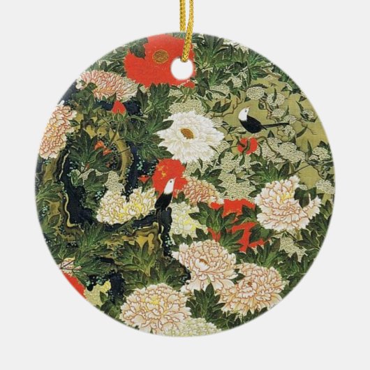 Botan Shoukinzu Blume Muster Keramik Ornament (Vorne)