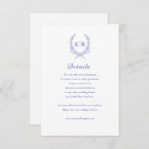 Botaniacal Wappen Monogram Wedding Details Card