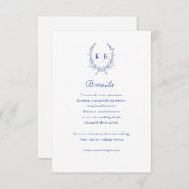 Botaniacal Wappen Monogram Wedding Details Card RSVP Karte