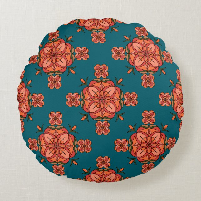 Botanic Bloom Round Pillow Rundes Kissen (Vorderseite)