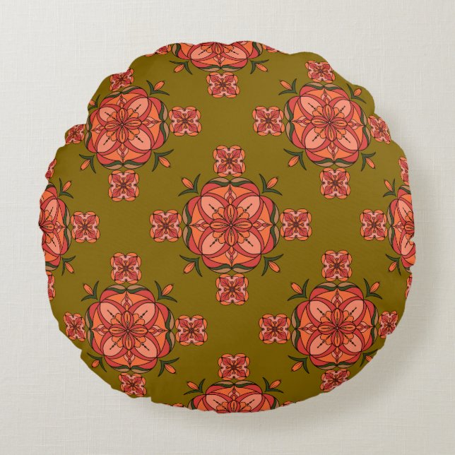 Botanic Bloom Round Pillow Rundes Kissen (Vorderseite)