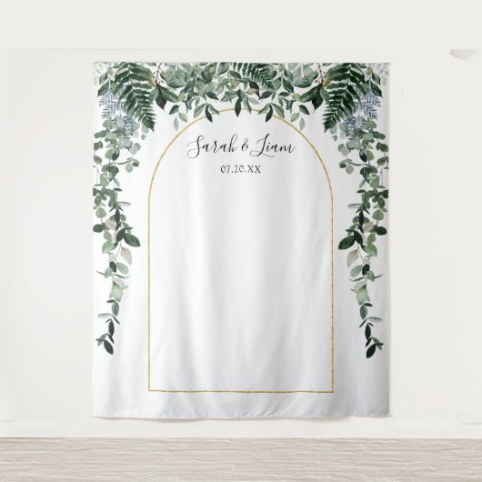 Botanic Boho Arch Wedding Foto Stand Hintergrund Wandteppich (Vorderseite)