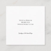 Botanic Boho Feather Business Card Schwarz/Weiß Quadratische Visitenkarte (Rückseite)