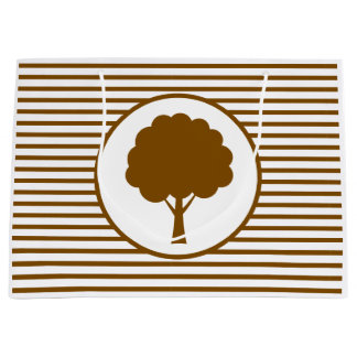 Botanic Brown Tree Stripes Gift Bag Große Geschenktüte