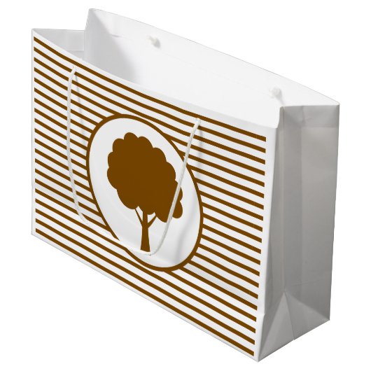 Botanic Brown Tree Stripes Gift Bag Große Geschenktüte (Vorderseite Schrägansicht)