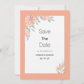 Botanic coral mint gold spring flora Save The Date Einladung (Vorderseite)