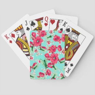Botanic Floral Pink Blue Spielkarten