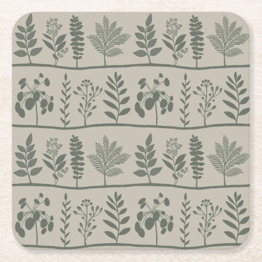 Botanic Gentle Rhythm XL 1b dunkelgrüne Blüte Rechteckiger Pappuntersetzer (Vorderseite)