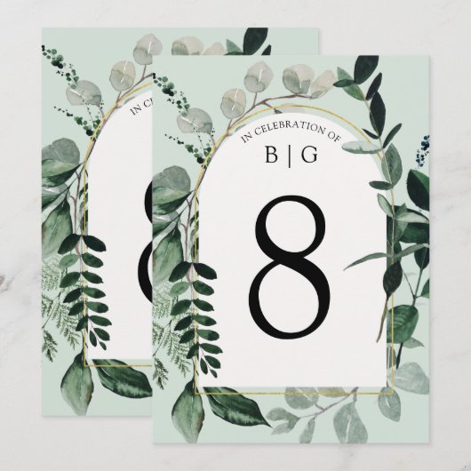 Botanic Greenery Sala Tischnummer (Vorne/Hinten)