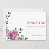 Botanic lilac green gold Rose floral Danke Einladung (Vorderseite)