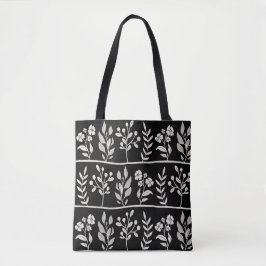 Botanic Rhapsody White Floral Silhouette Botanical Tasche