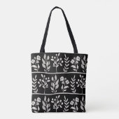 Botanic Rhapsody White Floral Silhouette Botanical Tasche (Rückseite)