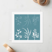 Botanic Serenade Spring Meadow Blue Floral Minimal Mitteilungskarte (Vorderseite/Rückseite Beispiel)