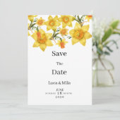Botanic Spring Golden Daffodil Flora Save the Date Einladung (Stehend Vorderseite)
