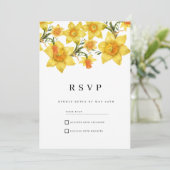 Botanic Spring Golden Daffodil Flowers RSVP Einladung (Stehend Vorderseite)