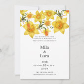 Botanic Spring Golden Daffodil Flowers Wedding  Einladung (Vorderseite)