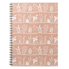 Botanic Whisper White Plants Silhouette Peach Notizblock