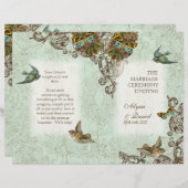 Botanica Birds Butterfly Swirl Hochzeitsprogramm (Vorne/Hinten)