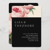 Botanica | Black Vintage Wedding Einladung (Vorne/Hinten)