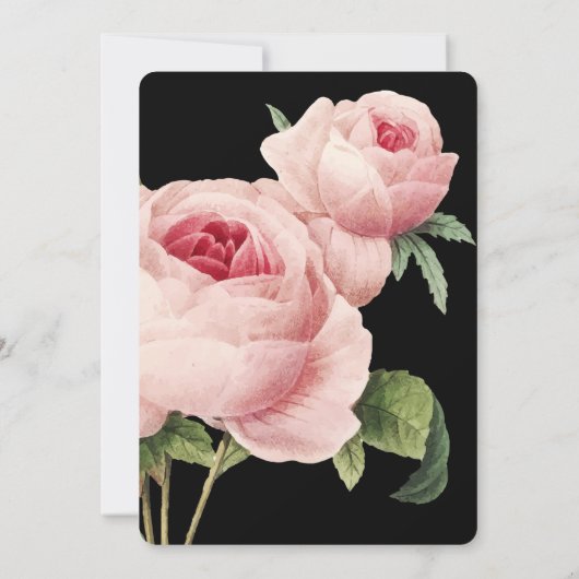 Botanica | Black Vintage Wedding Einladung (Rückseite)