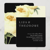 Botanica | Black Yellow Vintage Wedding Einladung (Vorne/Hinten)
