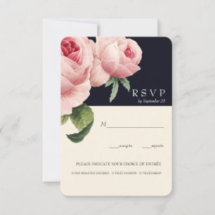 Botanica Blue Vintage Hochzeitsmahlzeit UAWG Opt Einladung