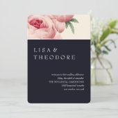 Botanica | Blue Vintage Wedding Einladung (Stehend Vorderseite)