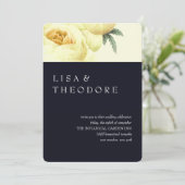 Botanica | Blue Yellow Vintage Wedding Einladung (Stehend Vorderseite)
