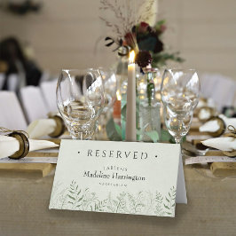 Botanica Green Leaves Wedding Place Card Platzkarte