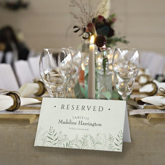 Botanica Green Leaves Wedding Place Card Platzkarte