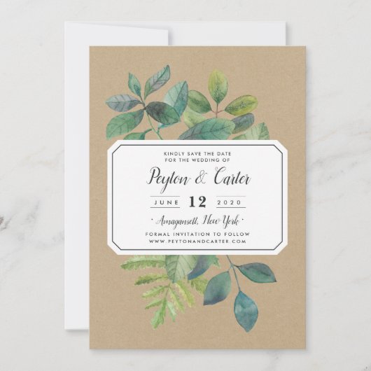 Botanica Kraft Save the Date Card (Vorderseite)