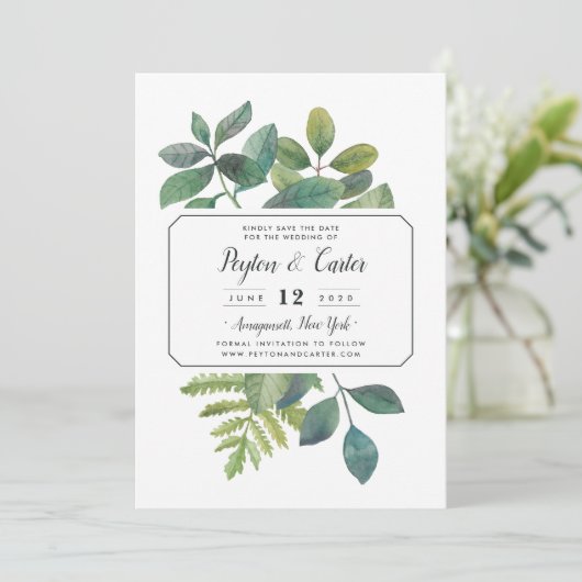 Botanica Save the Date Card (Stehend Vorderseite)