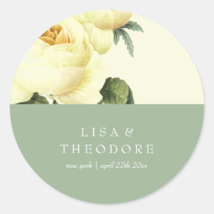 Botanica Vintage Hochzeit in Gelb und Gelb Runder Aufkleber
