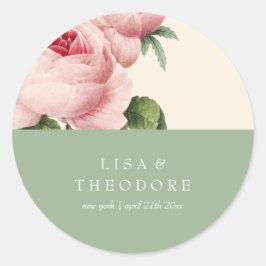 Botanica | Vintage Hochzeit in Rosa und Weiß Runder Aufkleber